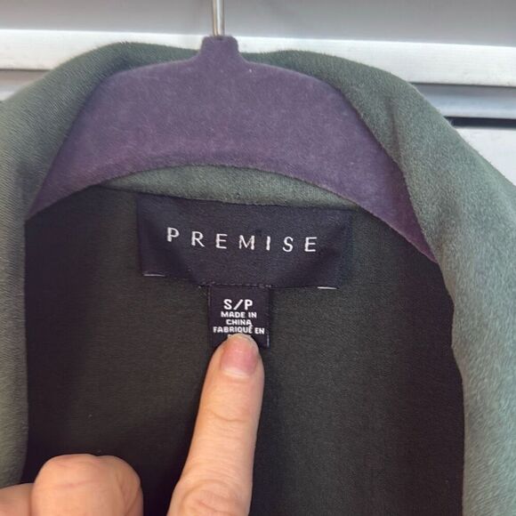 Premise green faux suede draped cardigan jacket small - Picture 3 of 8